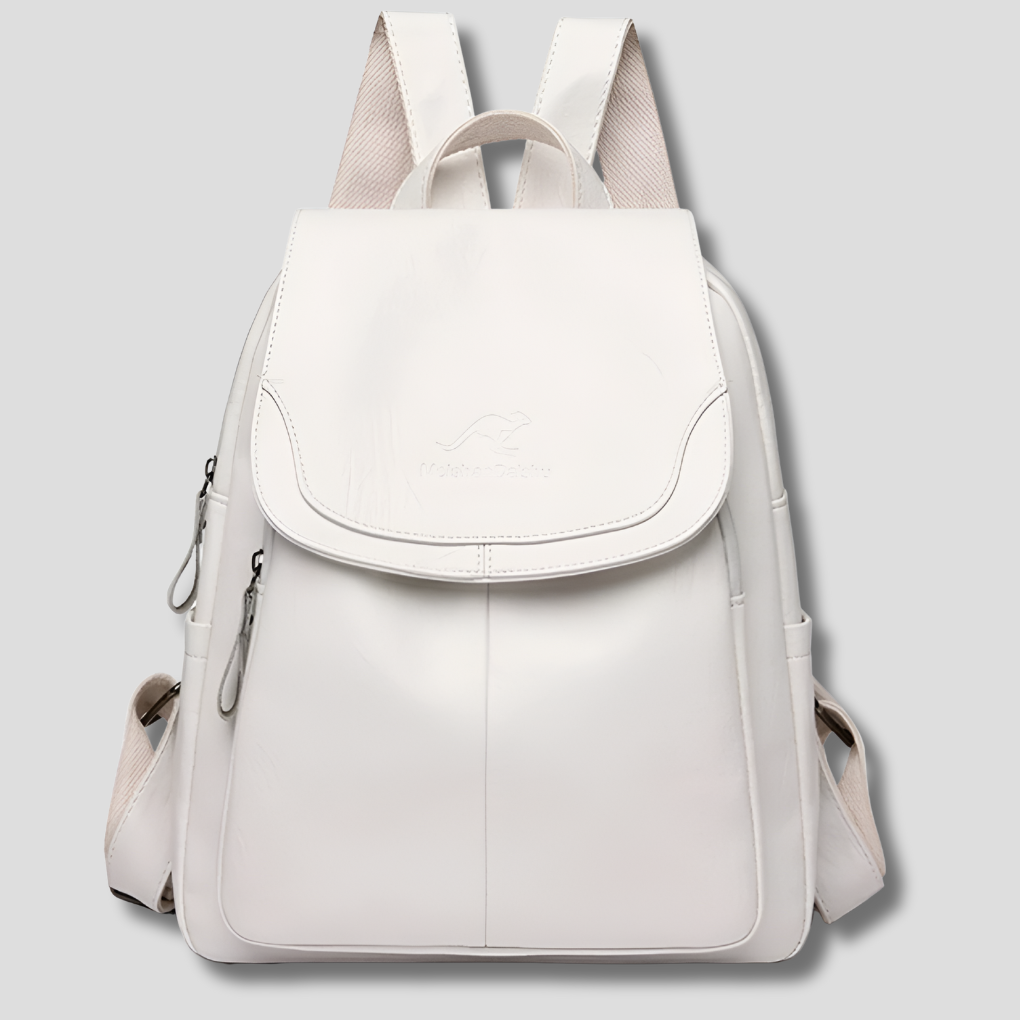 Women's Leather Anti-Theft Backpack with Embossed Detail Secure Design and Organized Interior 26x12x30 cm