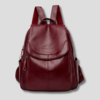 Women's Leather Anti-Theft Backpack with Embossed Detail Secure Design and Organized Interior 26x12x30 cm