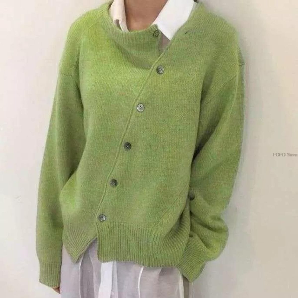Cashmere Asymmetrical Button Front Knit Cardigan Women’s Sweater Lightweight Warm