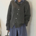 Cashmere Asymmetrical Button Front Knit Cardigan Women’s Sweater Lightweight Warm