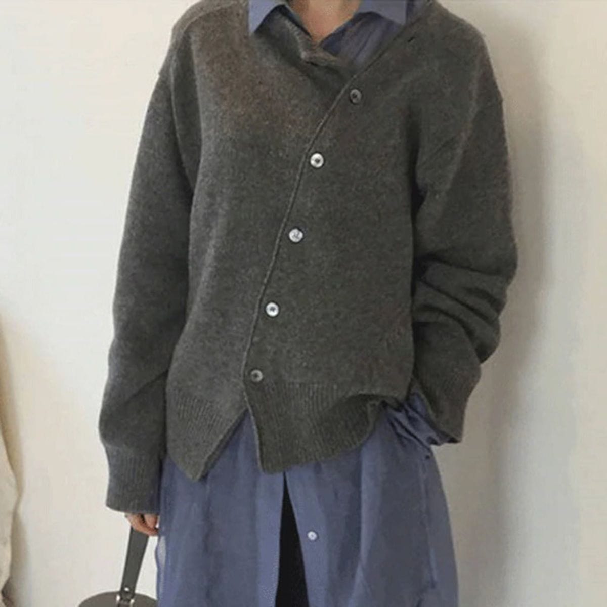 Cashmere Asymmetrical Button Front Knit Cardigan Women’s Sweater Lightweight Warm
