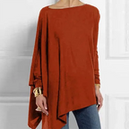 Women's Asymmetrical Drape Long Sleeve Top Soft Breathable Fabric Relaxed Fit