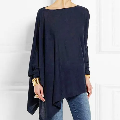 Women's Asymmetrical Drape Long Sleeve Top Soft Breathable Fabric Relaxed Fit