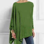 Women's Asymmetrical Drape Long Sleeve Top Soft Breathable Fabric Relaxed Fit