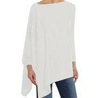 Women's Asymmetrical Drape Long Sleeve Top Soft Breathable Fabric Relaxed Fit