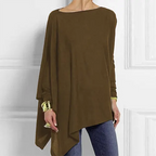 Women's Asymmetrical Drape Long Sleeve Top Soft Breathable Fabric Relaxed Fit