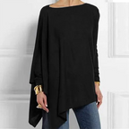 Women's Asymmetrical Drape Long Sleeve Top Soft Breathable Fabric Relaxed Fit