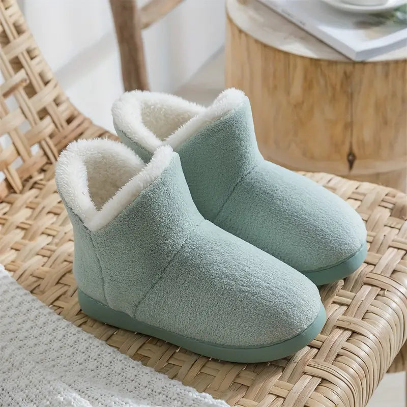 Women's Ankle Bootie Slippers with Plush Fleece Lining Warm Cozy Indoor Footwear