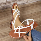 Women’s Braided Strap Flat Sandals Lightweight Slip-On Casual Summer Footwear with Cushioned Footbed