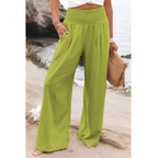 High Rise Wide Leg Linen Blend Trousers Lightweight Flowy Summer Pants for Women