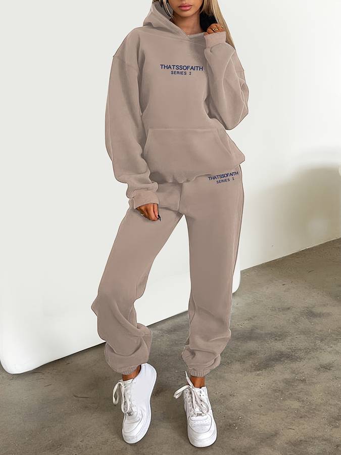 Women’s Knit Athleisure Hoodie and Jogger Set Lightweight Comfortable Casual Lounge Wear