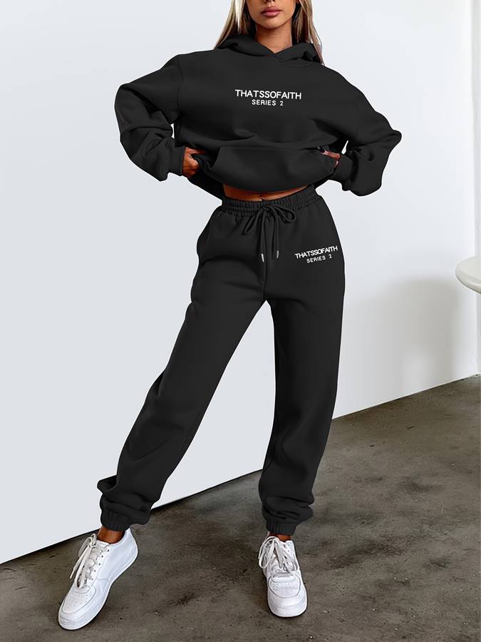 Women’s Knit Athleisure Hoodie and Jogger Set Lightweight Comfortable Casual Lounge Wear