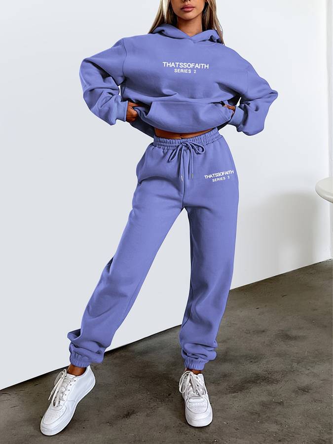 Women’s Knit Athleisure Hoodie and Jogger Set Lightweight Comfortable Casual Lounge Wear