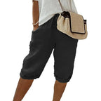 Women’s Drawstring Knee-Length Pants Breathable Lightweight Relaxed Fit with Pockets