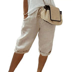 Women’s Drawstring Knee-Length Pants Breathable Lightweight Relaxed Fit with Pockets