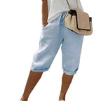 Women’s Drawstring Knee-Length Pants Breathable Lightweight Relaxed Fit with Pockets