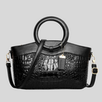 Women's Satchel Handbag Croc-Embossed Synthetic Leather Adjustable Strap Crossbody Bag