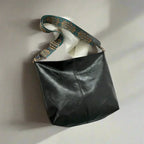 Women's Vintage Leather Shoulder Bag Boho Strap Crossbody Brown Ebony Stone