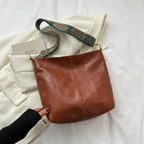 Women's Vintage Leather Shoulder Bag Boho Strap Crossbody Brown Ebony Stone