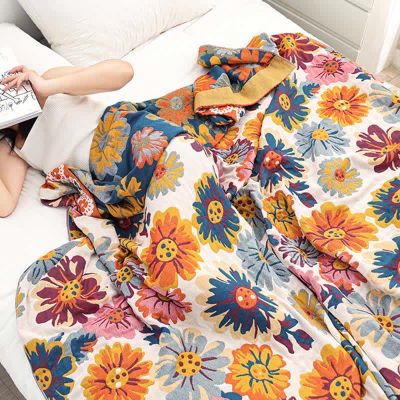 Reversible Cotton Quilt Lightweight Summer Blanket Jacquard Design Full Queen Sizes