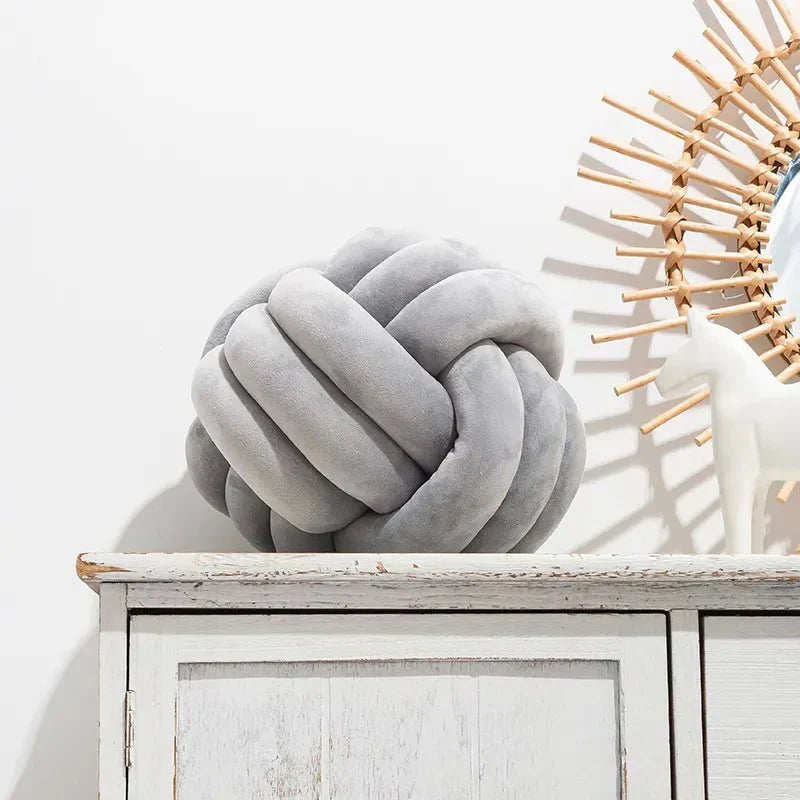 Harrow Soft Knot Ball Decorative Cushion Suede Look Polyester Cotton Machine Washable
