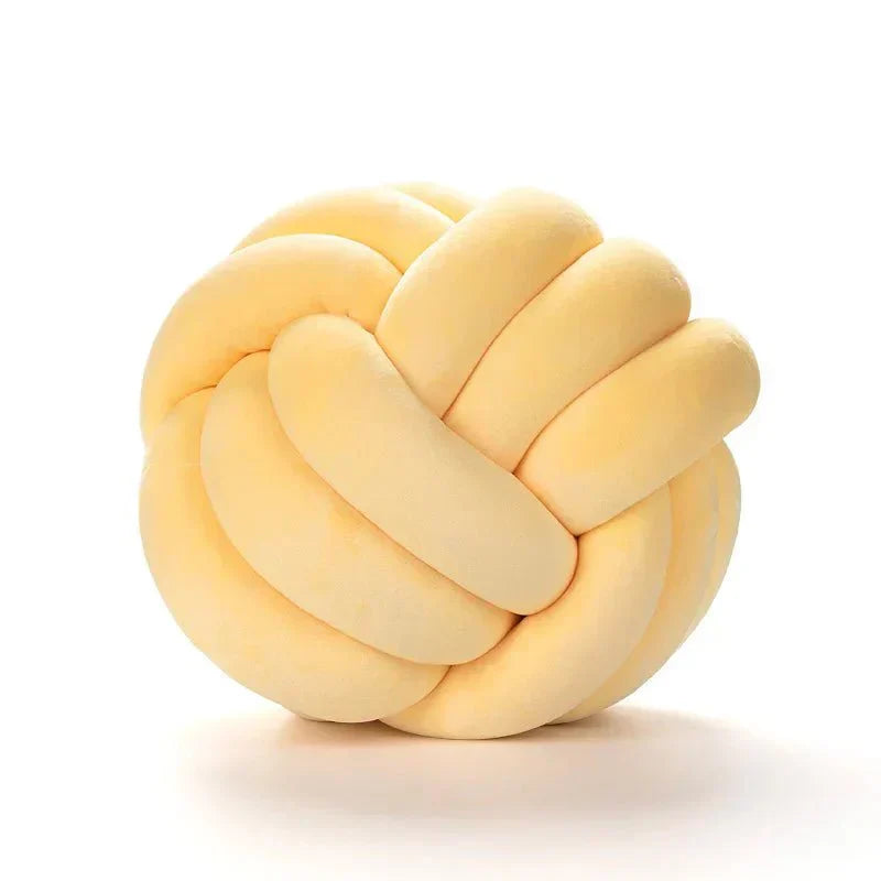 Harrow Soft Knot Ball Cushion Decorative Woven Polyester Cotton Removable Cover