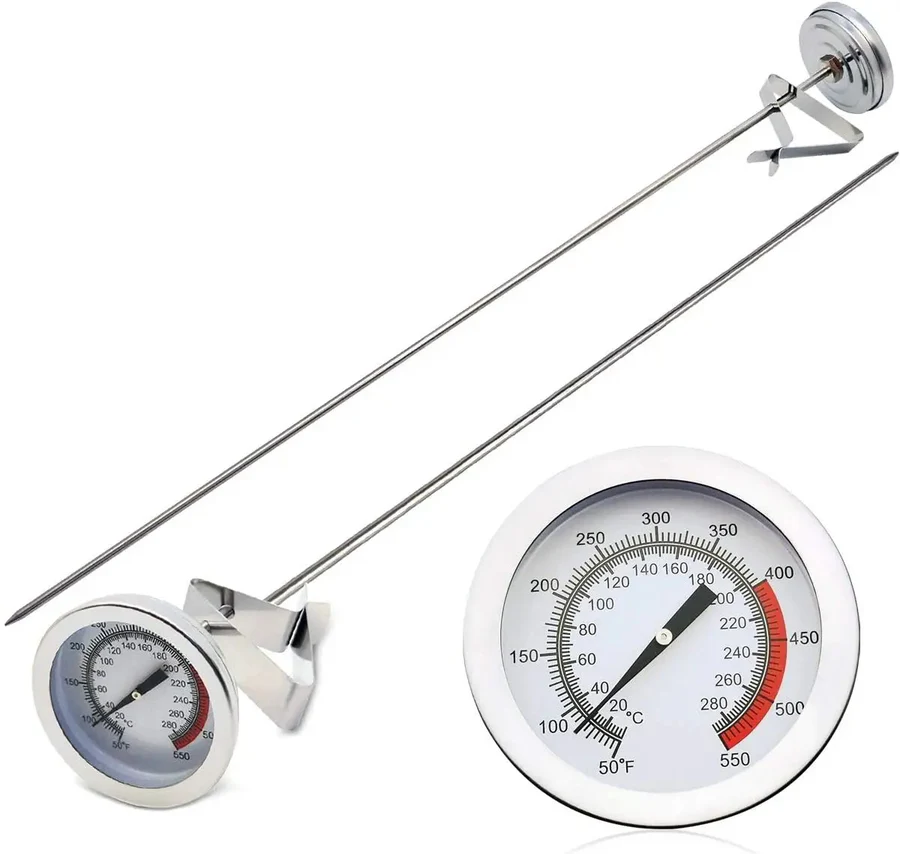 Stainless Steel Deep Fry Thermometer with 16-Inch Probe Mechanical Dial for Frying and Candy Making