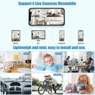 Mini Wireless Magnetic Camera 1080P HD with Audio, Night Vision, Motion Detection, and Live Mobile Feed