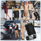 Foldable 40L Shopping Trolley Cart with Removable Bag and Cooling Compartment Black