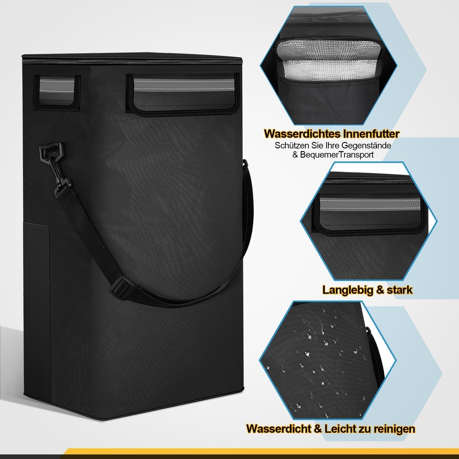 Foldable 40L Shopping Trolley Cart with Removable Bag and Cooling Compartment Black