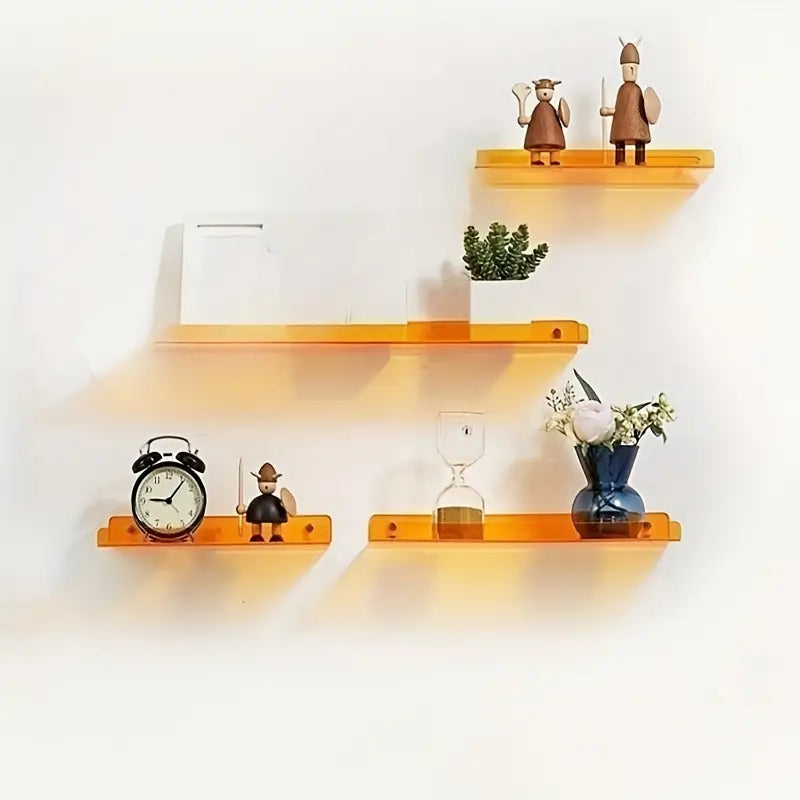 ShelfEase Industrial Floating Wall Shelf Blue MDF Metal Supports Easy Install