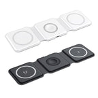 Foldable 3-in-1 Wireless Charger 15W Fast Charging for Phone AirPods Apple Watch Black White