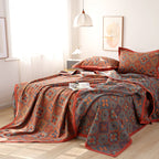 Reversible Cotton Quilt with Petal Flower Pattern Summer Blanket Full Queen King Sizes