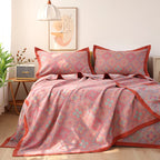 Reversible Cotton Quilt with Petal Flower Pattern Summer Blanket Full Queen King Sizes