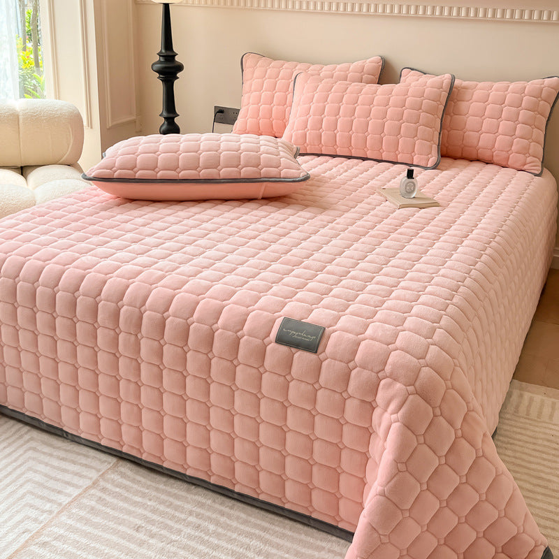 Soft Plush Square-Textured Bedspread Throw Blanket 79x90 Inches Multiple Colors