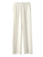 Women's High-Waisted Cashmere Lounge Pants Soft Warm Elastic Waist Casual Comfort