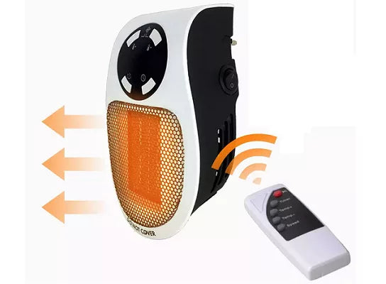 Remote Controlled Compact Fan Heater 500W Ceramic Safety Auto Shutoff for Personal Spaces