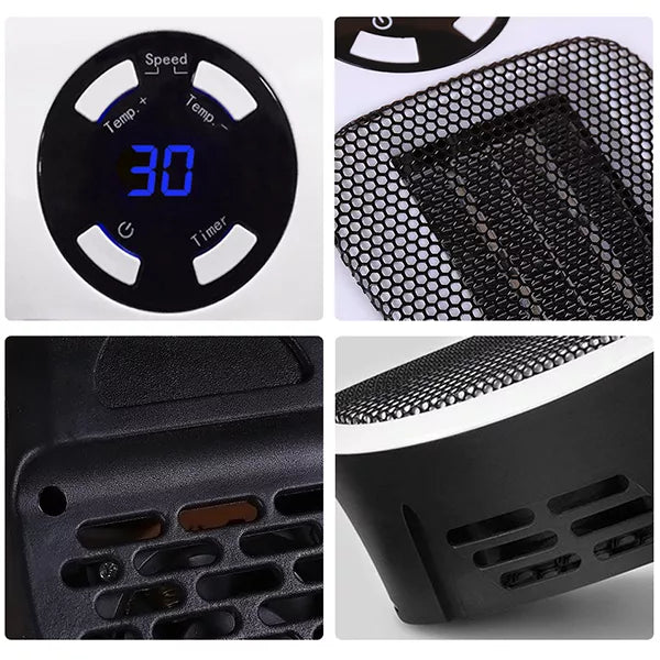 Remote Controlled Compact Fan Heater 500W Ceramic Safety Auto Shutoff for Personal Spaces
