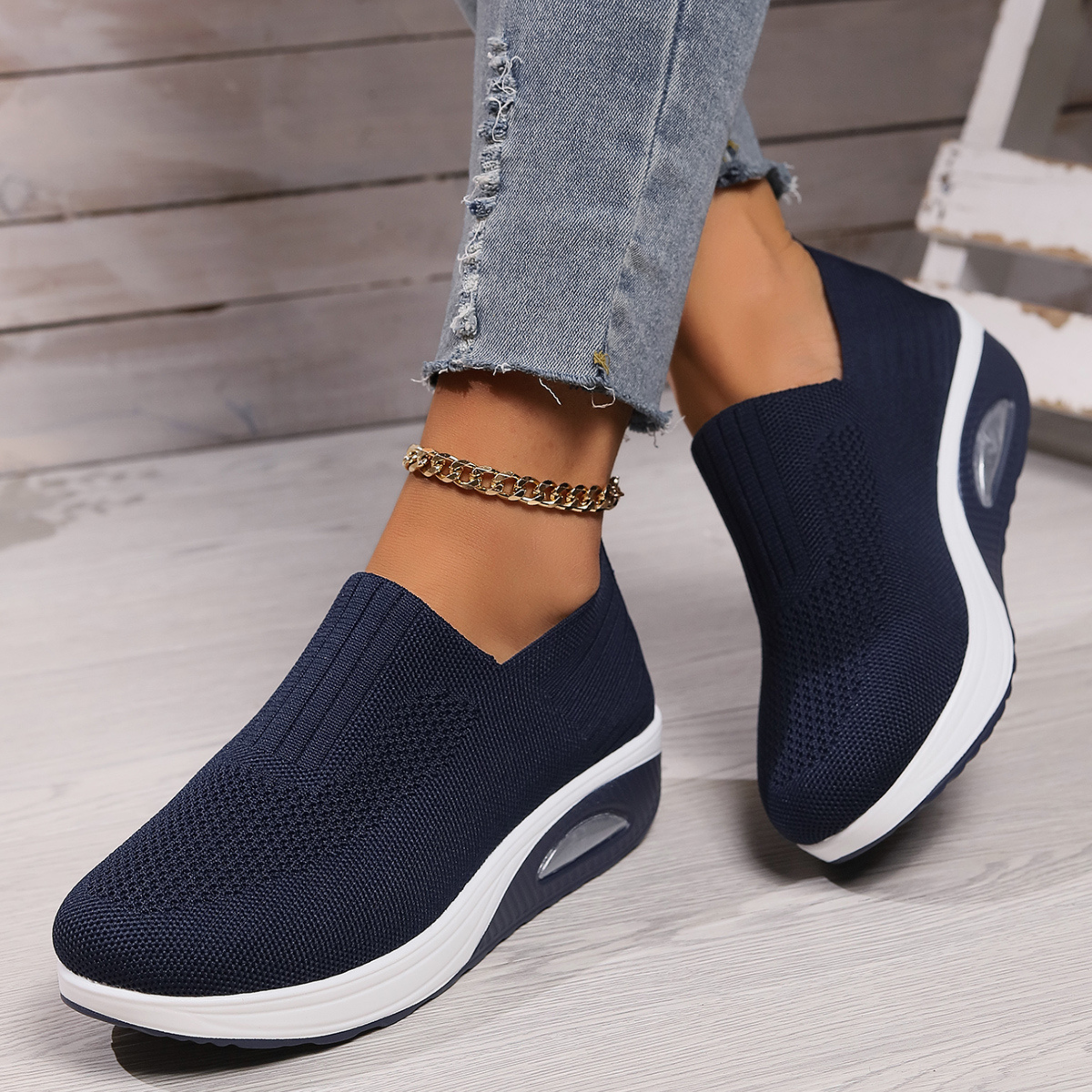 Ella Orthopedic Slip-On Sneakers for Women Breathable Elastic Mesh Elevated Wedge Sole Pain Relief Shoes