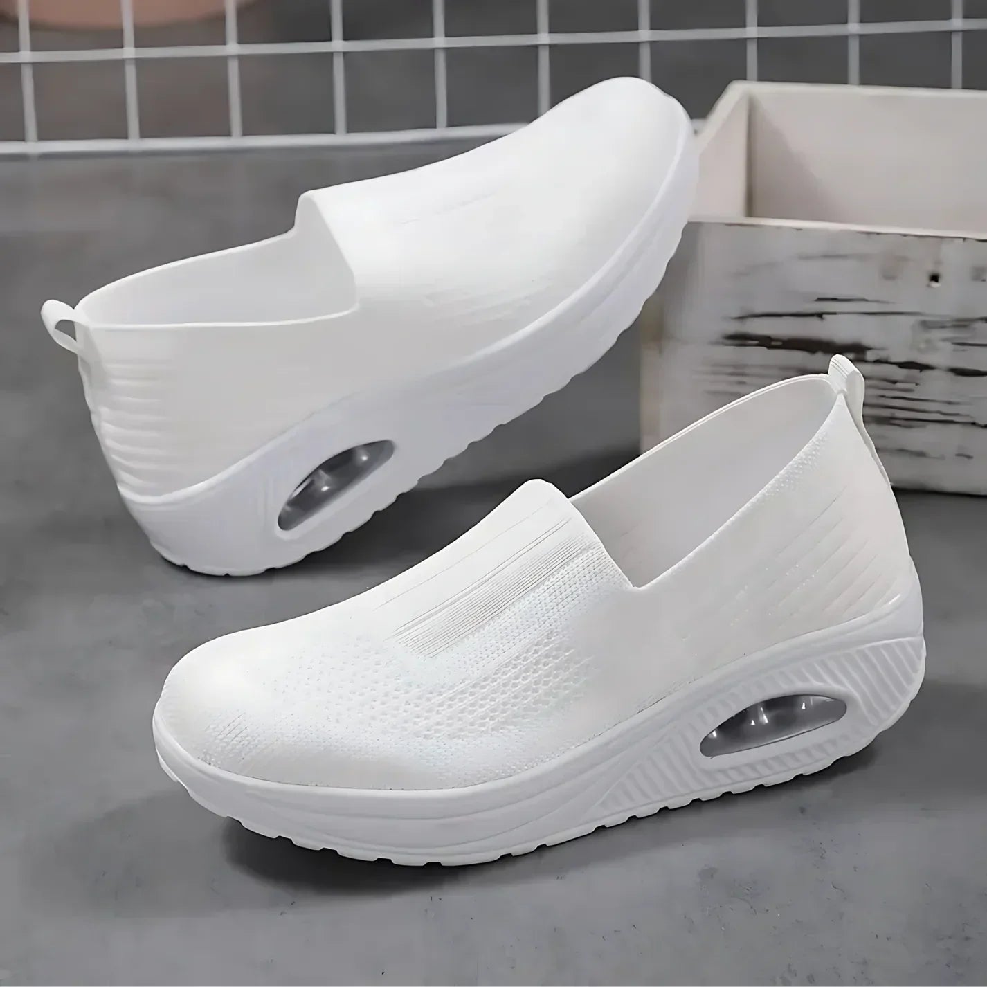 Ella Orthopedic Slip-On Sneakers for Women Breathable Elastic Mesh Elevated Wedge Sole Pain Relief Shoes