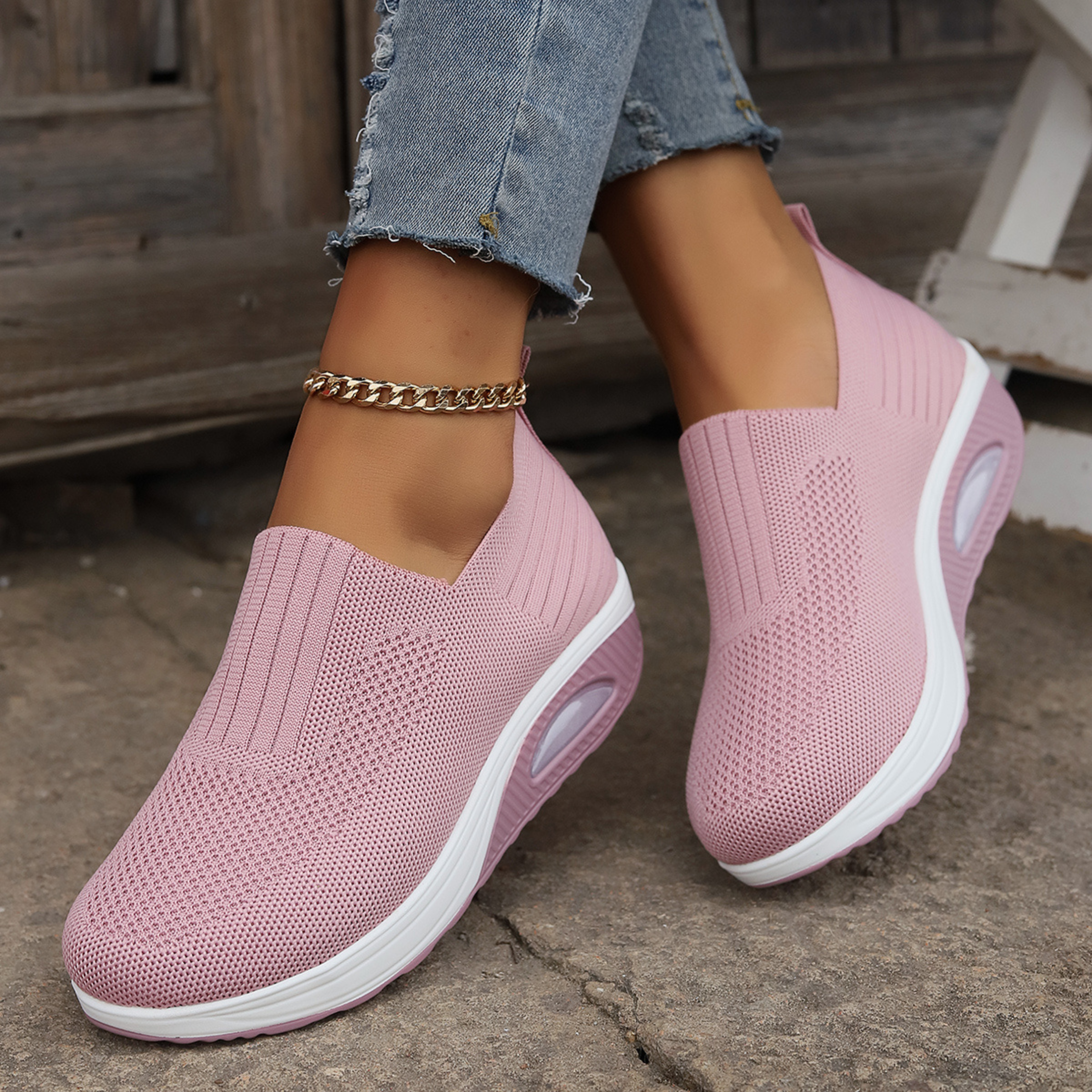 Ella Orthopedic Slip-On Sneakers for Women Breathable Elastic Mesh Elevated Wedge Sole Pain Relief Shoes