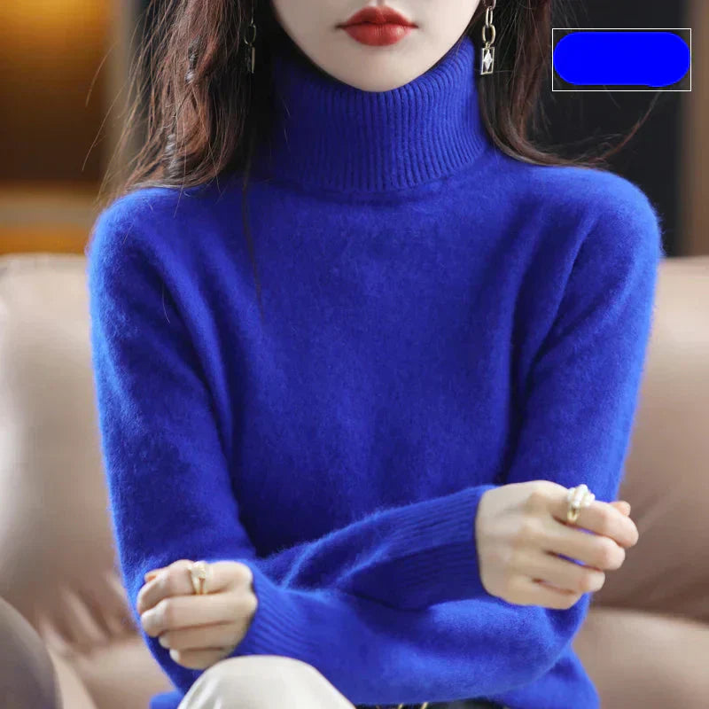 Emma High Neck 100% Cashmere Sweater Lightweight Soft Knit Pullover for Autumn Winter