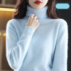 Emma High Neck 100% Cashmere Sweater Lightweight Soft Knit Pullover for Autumn Winter