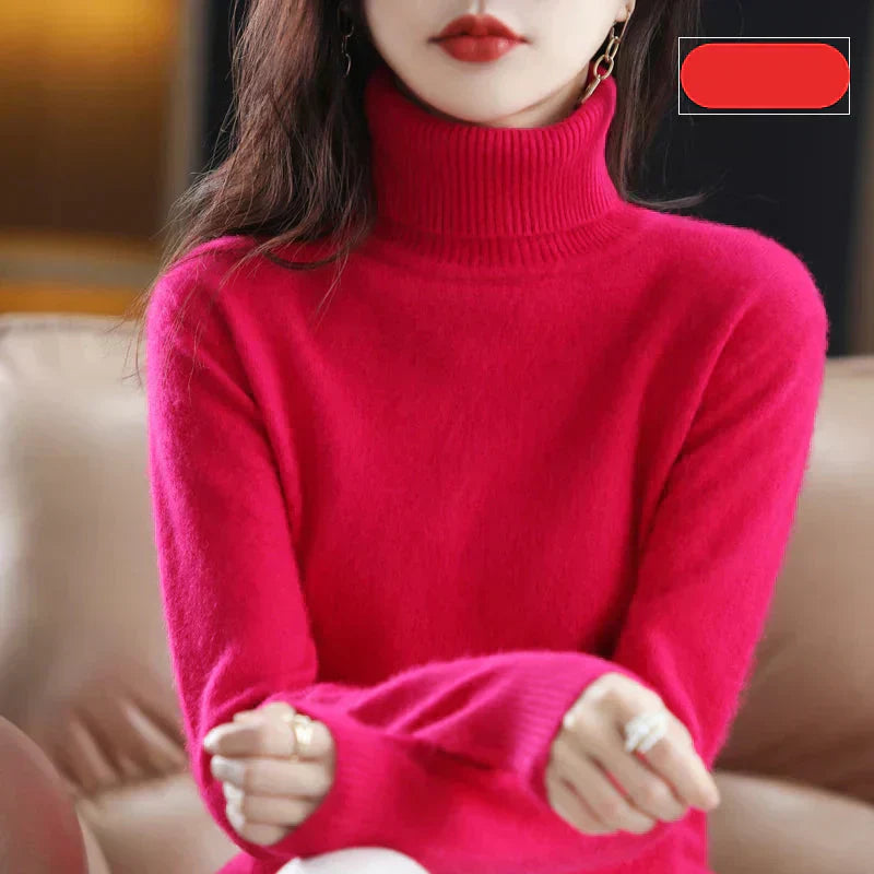Emma High Neck 100% Cashmere Sweater Lightweight Soft Knit Pullover for Autumn Winter