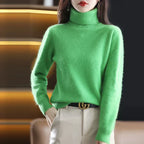 Emma High Neck 100% Cashmere Sweater Lightweight Soft Knit Pullover for Autumn Winter
