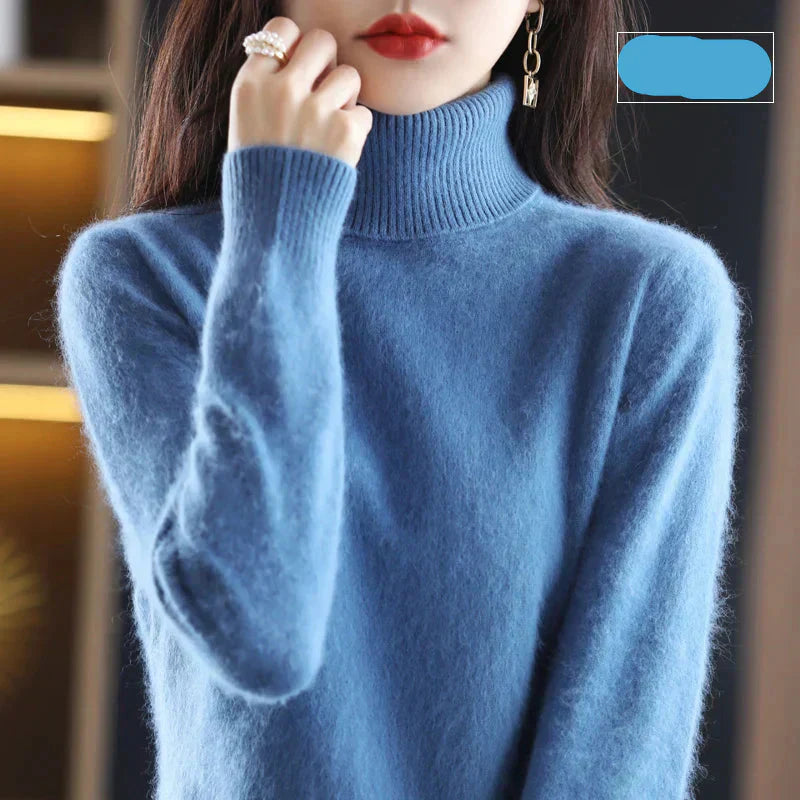Emma High Neck 100% Cashmere Sweater Lightweight Soft Knit Pullover for Autumn Winter