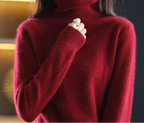 Emma High Neck 100% Cashmere Sweater Lightweight Soft Knit Pullover for Autumn Winter