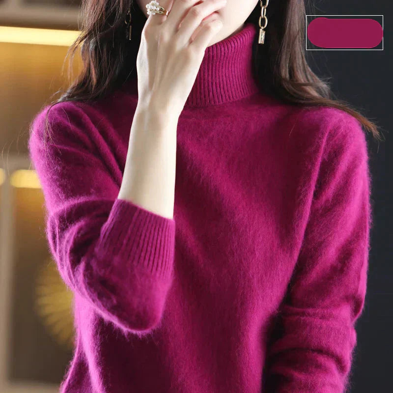Emma High Neck 100% Cashmere Sweater Lightweight Soft Knit Pullover for Autumn Winter