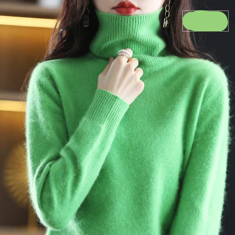 Emma High Neck 100% Cashmere Sweater Lightweight Soft Knit Pullover for Autumn Winter