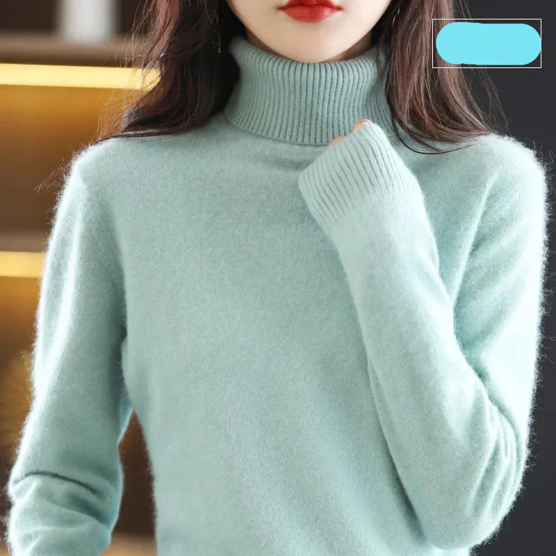 Emma High Neck 100% Cashmere Sweater Lightweight Soft Knit Pullover for Autumn Winter